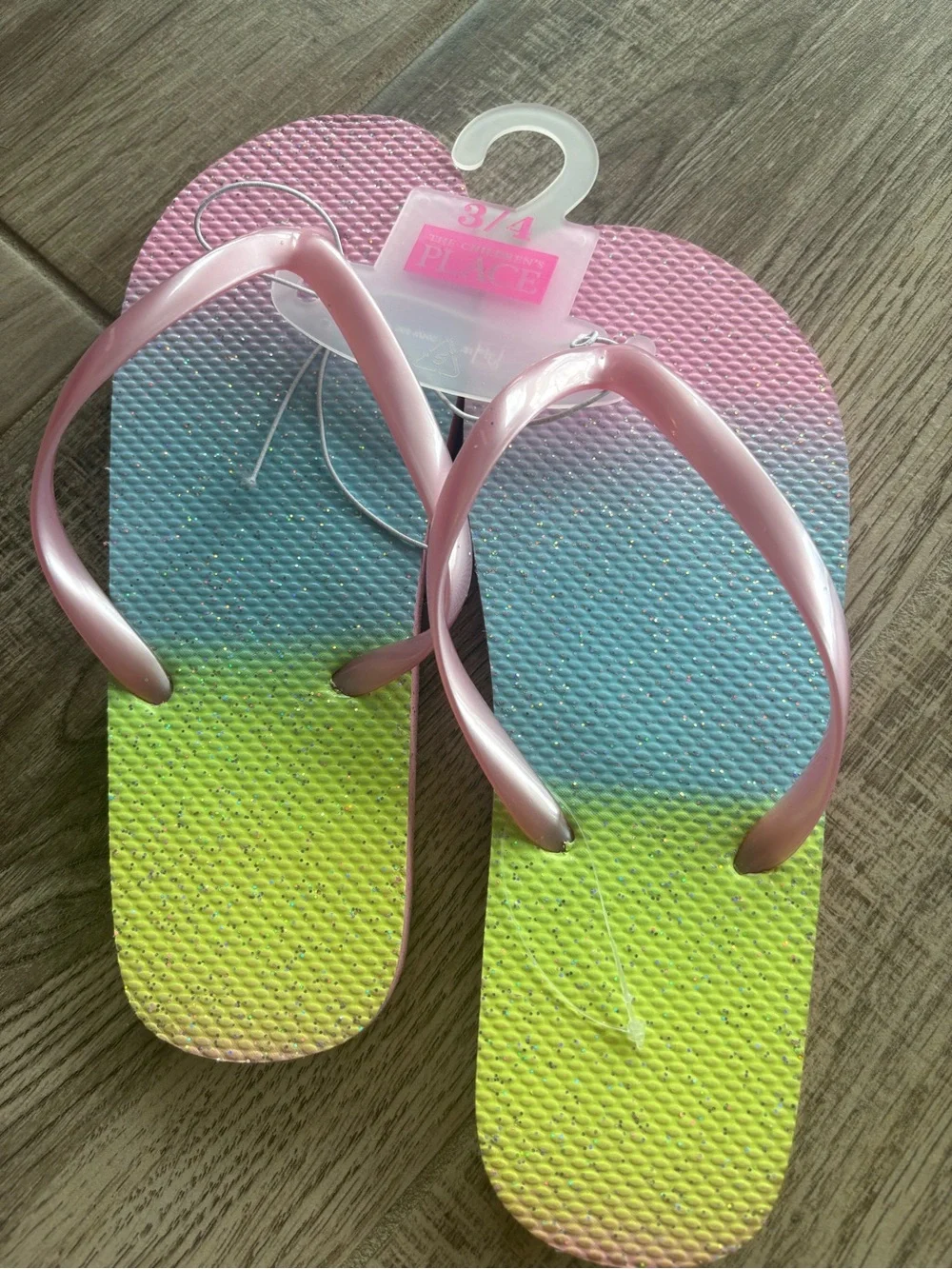 The Children's Place Pink Strap Gradient Blue to Yellow Girls Flip Flops